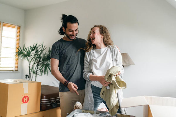 creative couple embracing home when moving house