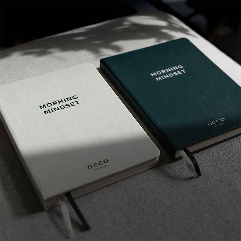 OCCO London journals in white and green